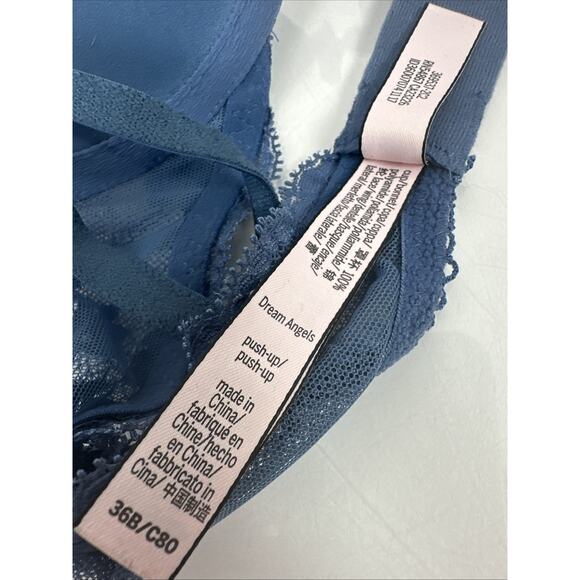Victoria Secret Dream Angels Push Up Bra Lace Blue 36B - Picture 11 of 15